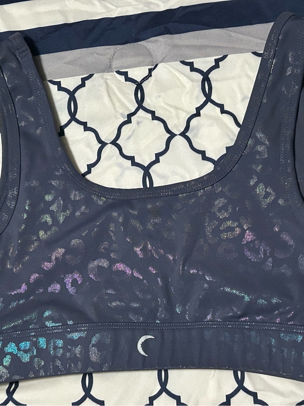 ZYIA slate blue Iridescent Leopard Print Sports Bra